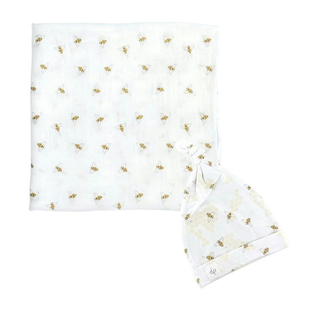 Bamboo Muslin Swaddle Blanket & Topknot Set - Bloom By The Pond