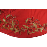 Imperial Design Hand Beaded Christmas Tree Skirt on Red- Large - 60"