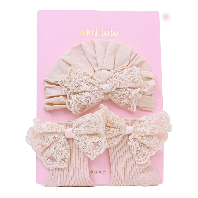 Beige Lace Bow Gift Set
