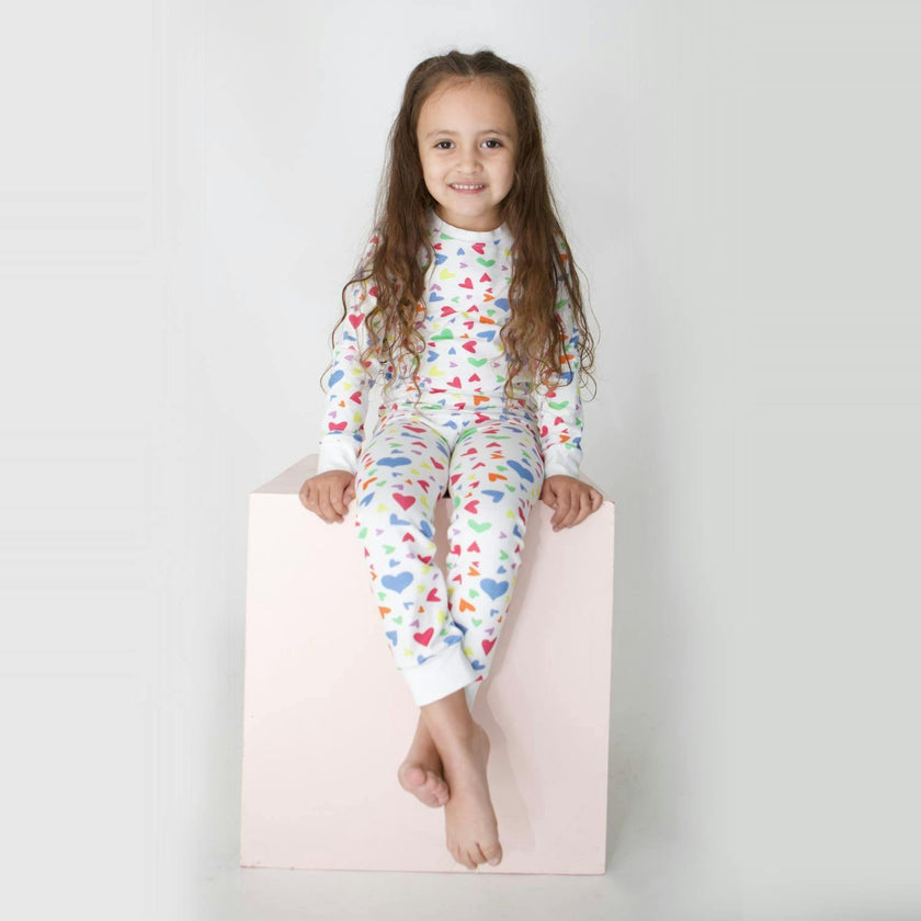 Organic Kids Pajamas - Colorful Hearts