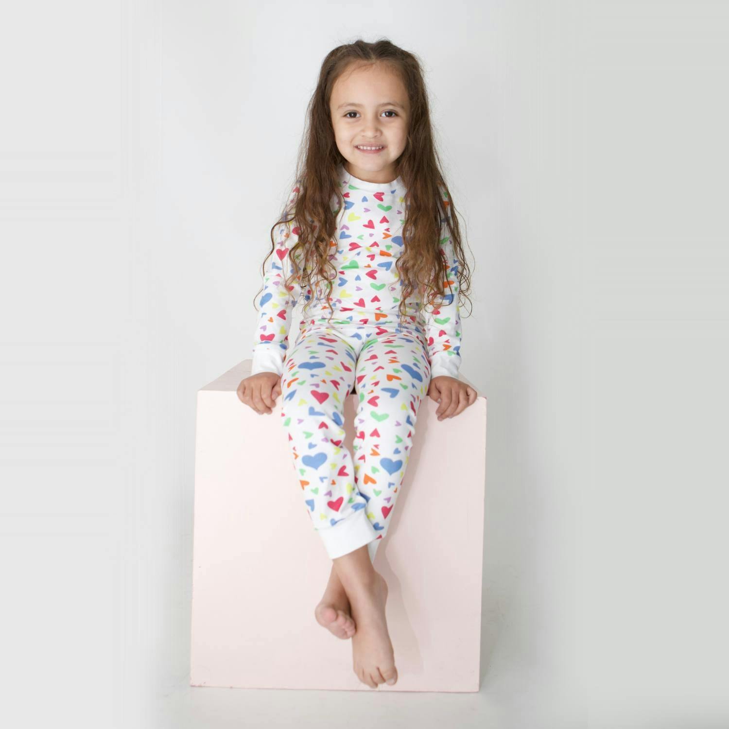 Organic Kids Pajamas - Colorful Hearts