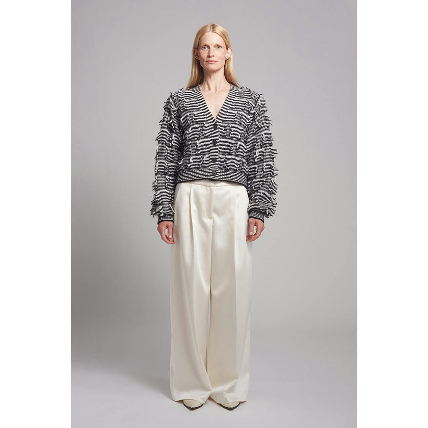 LUELLA STRIPE CARDI | IVORY + BLACK STRIPE