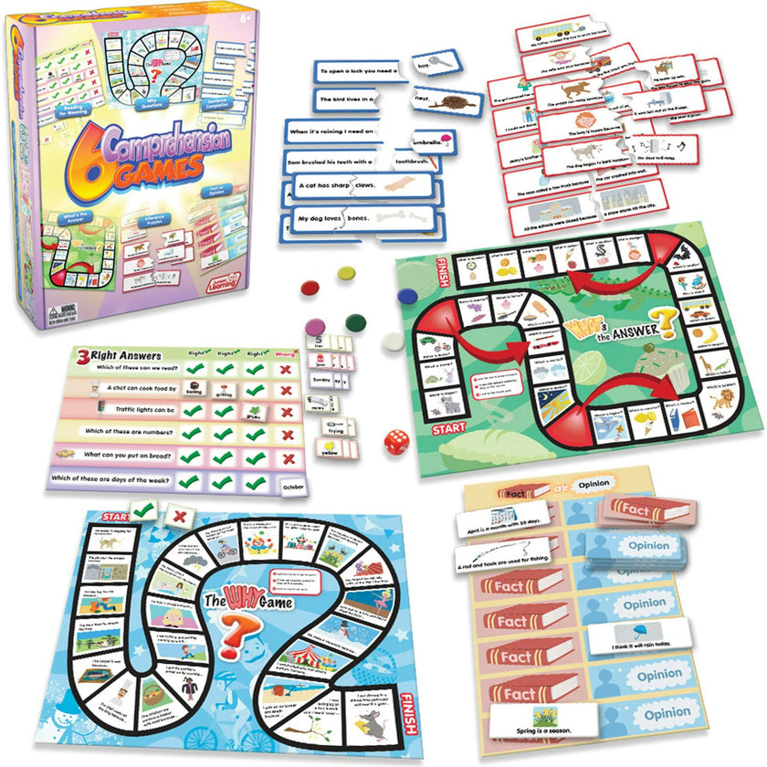 6 Comprehension Games Board Game for Ages 6-9+