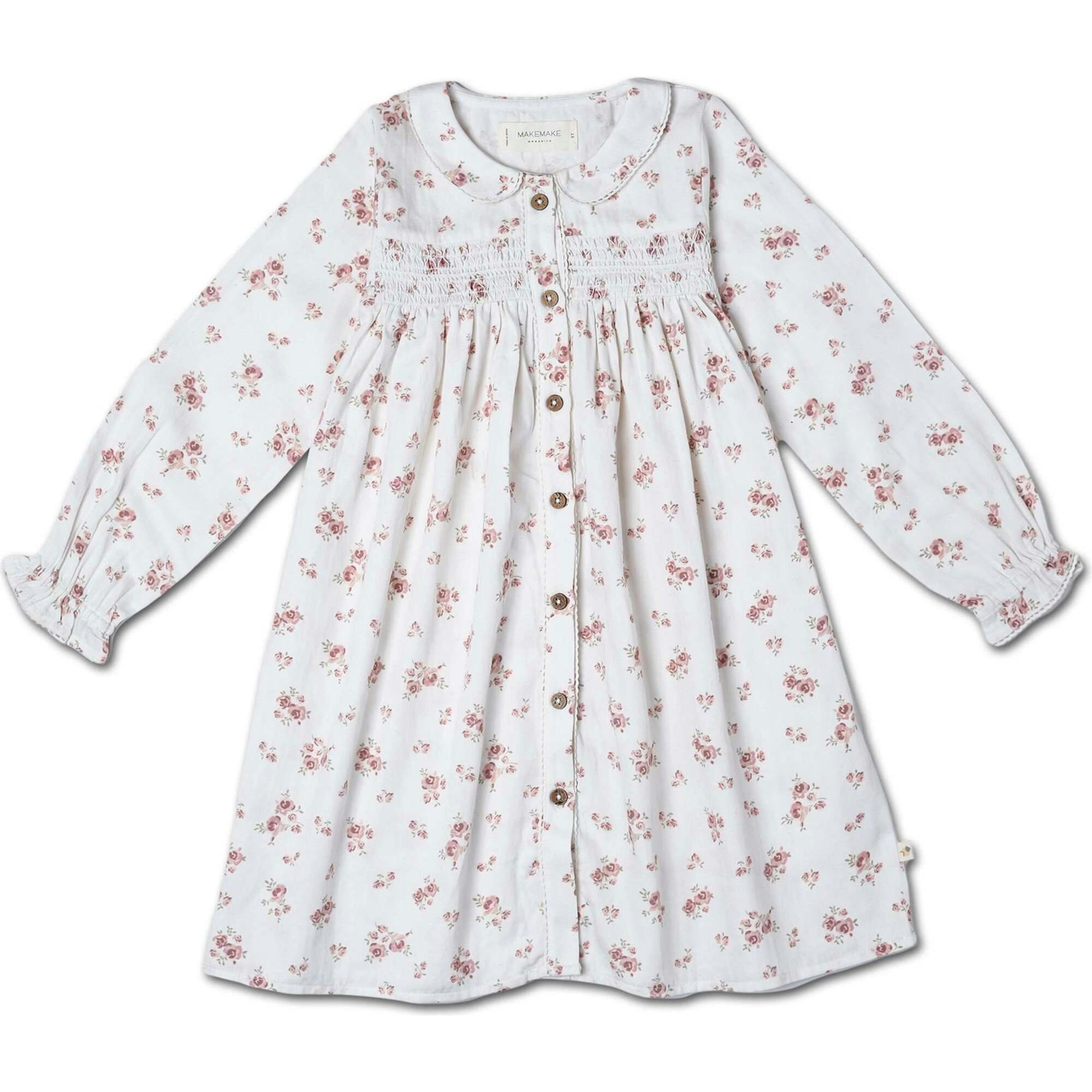 Organic Smocked Button Dress