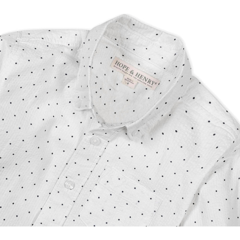 Organic Long Sleeve Seersucker Shirt, White