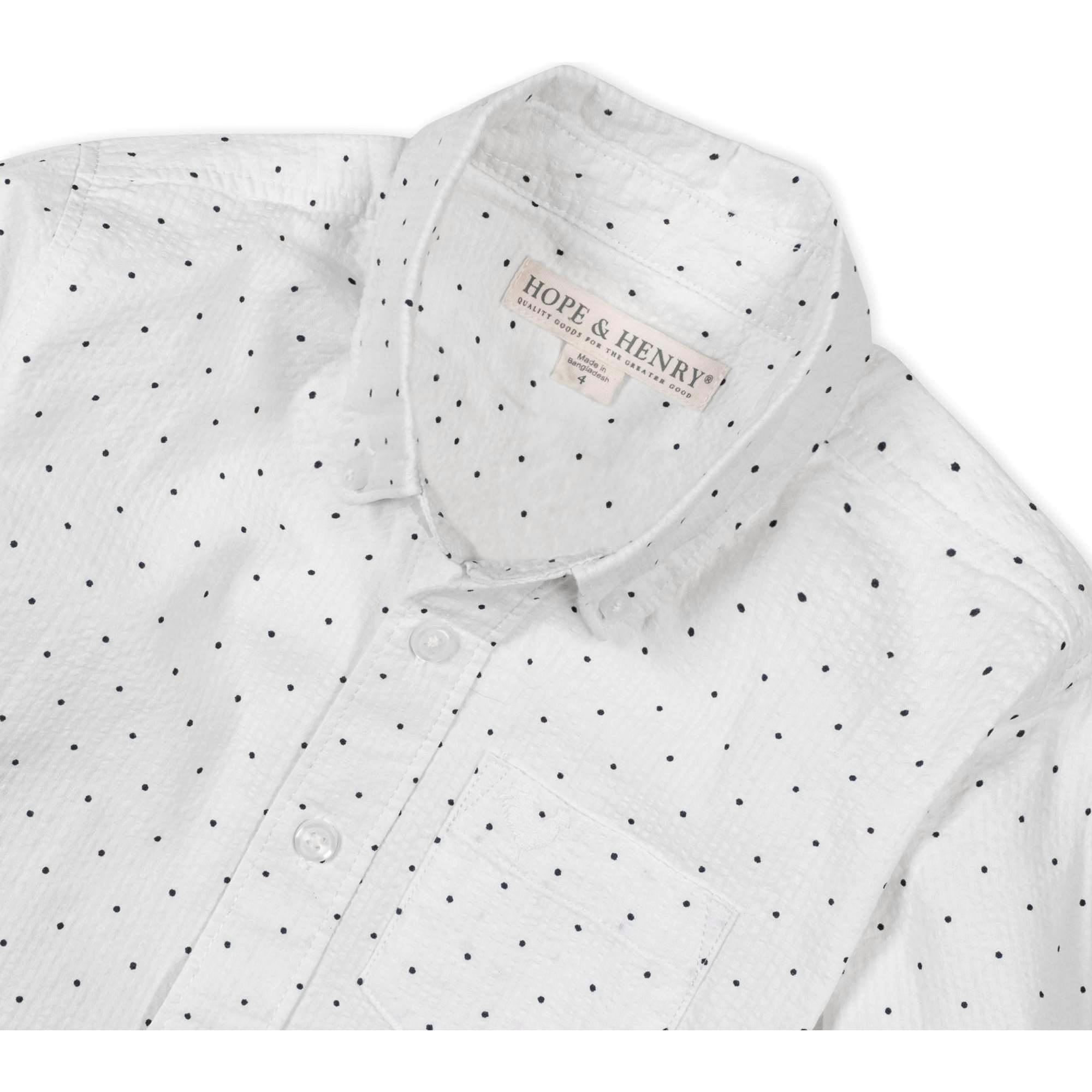 Organic Long Sleeve Seersucker Shirt, White