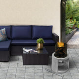 Outdoor 16" Wood Burning Fire Pit With Decorative Log Storage Base For Patios