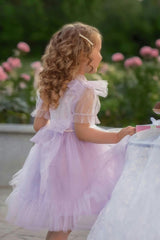 Dreamy Lilac Princess Tulle Birthday Dress for Girls