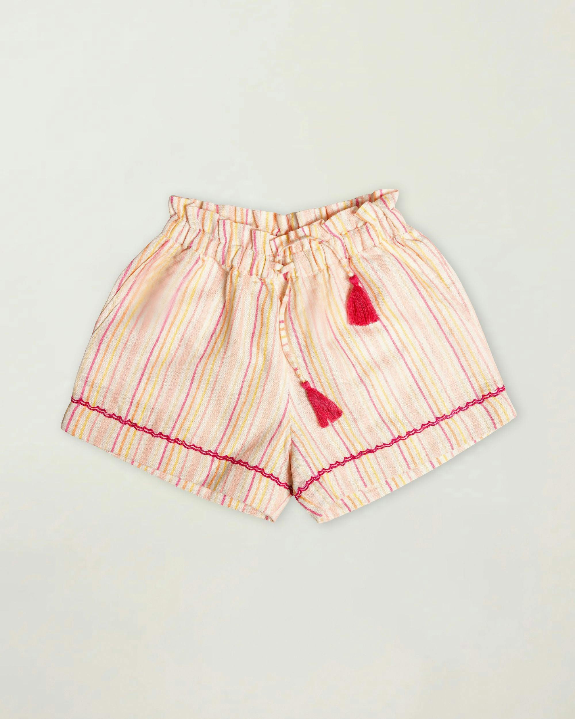 Roman Short - Pink Strips print