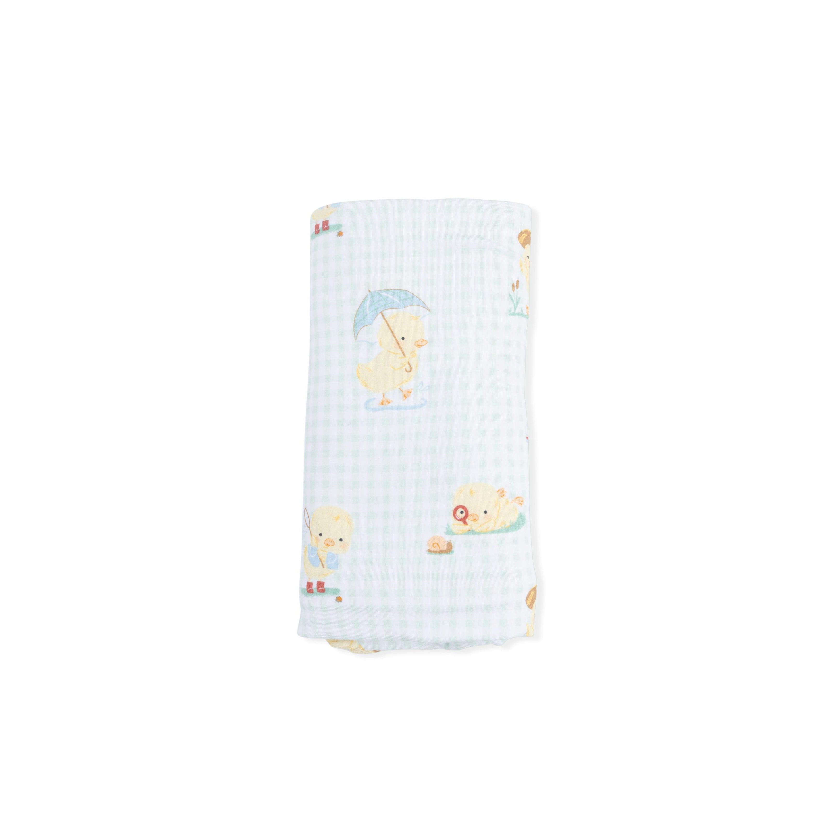 Vintage Spring Ducklings Green - Swaddle Blanket