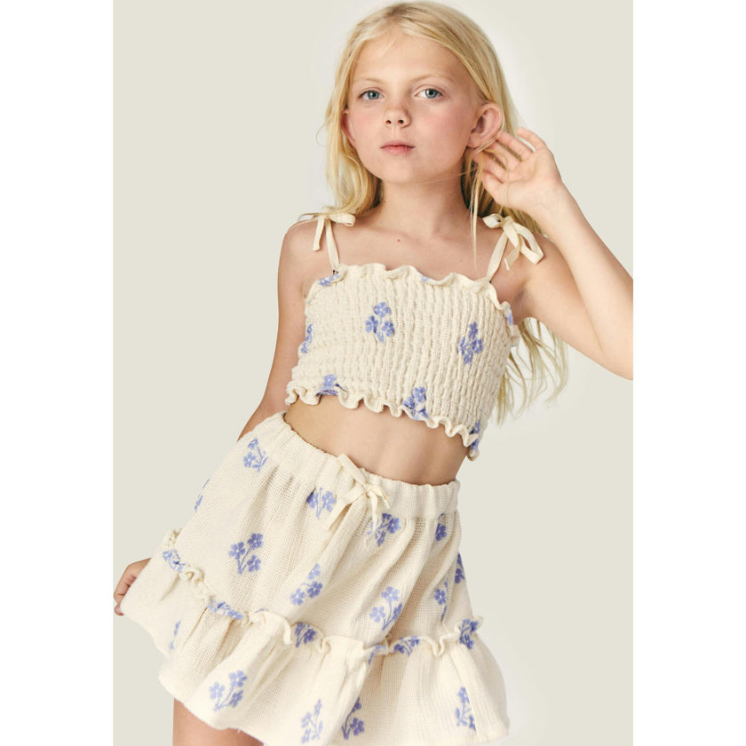 Mipounet SS26 Sandrine, Top Ecru Blue