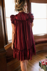 Peridot Dress in Garnet Stripe