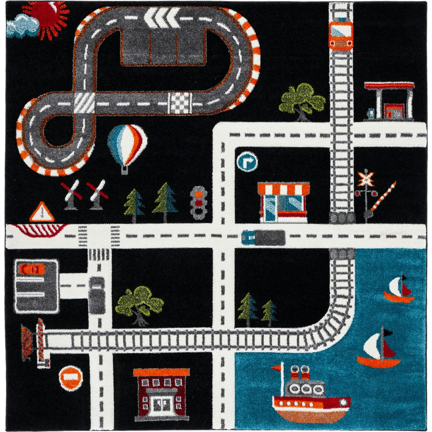 Carousel Kids Atlas Rug, Black