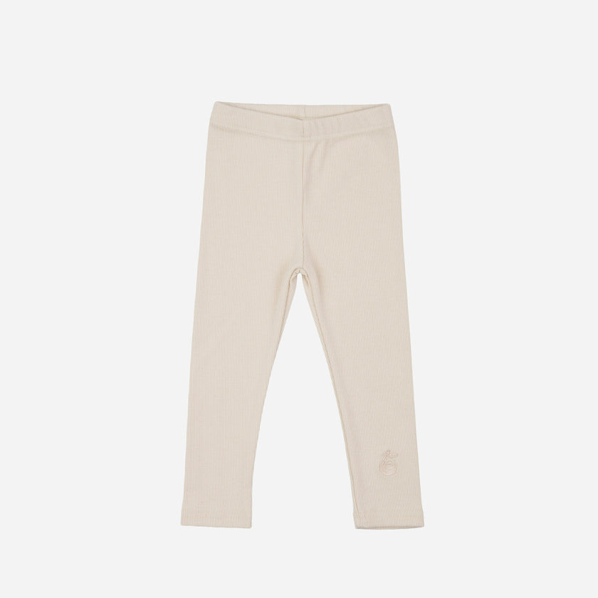 Embroidered Cotton Leggings Beige