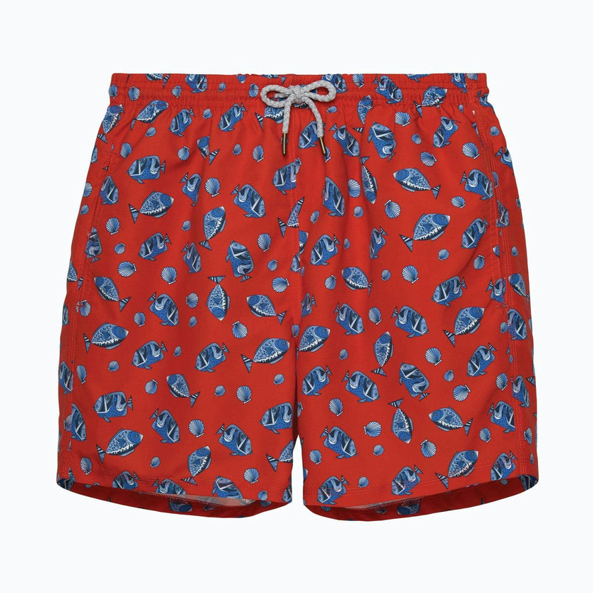 Mens Daddy & Me Swimshorts in Red Fish