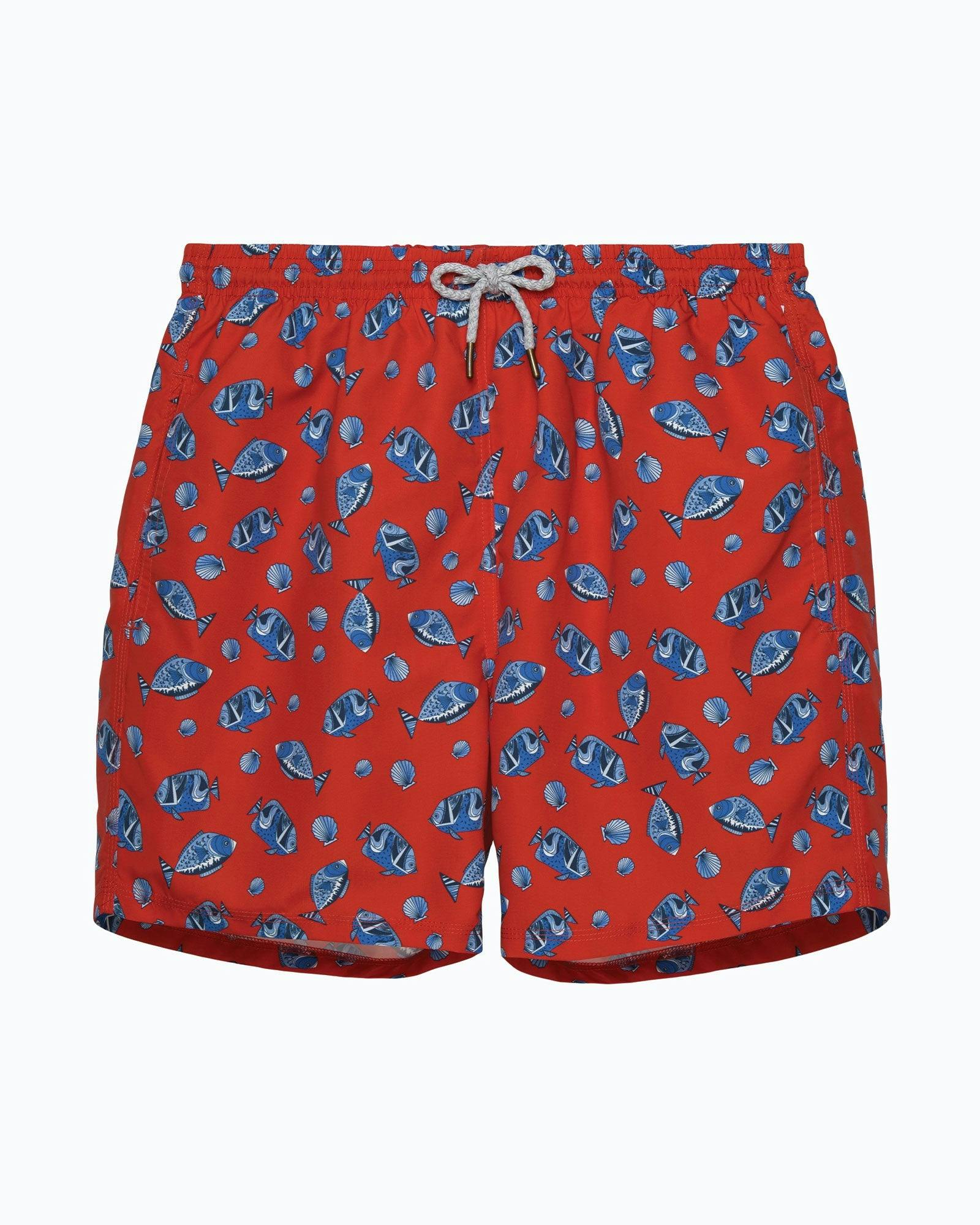 Mens Daddy & Me Swimshorts in Red Fish