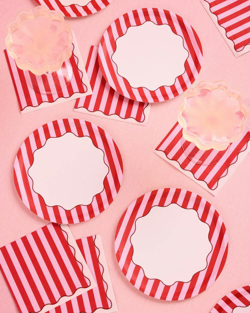 Candy Stripe Plates - 10 paper plates, 7in