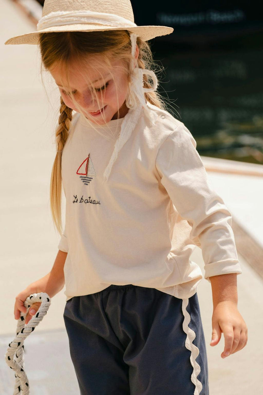 Embroidered Top in Le Bateau