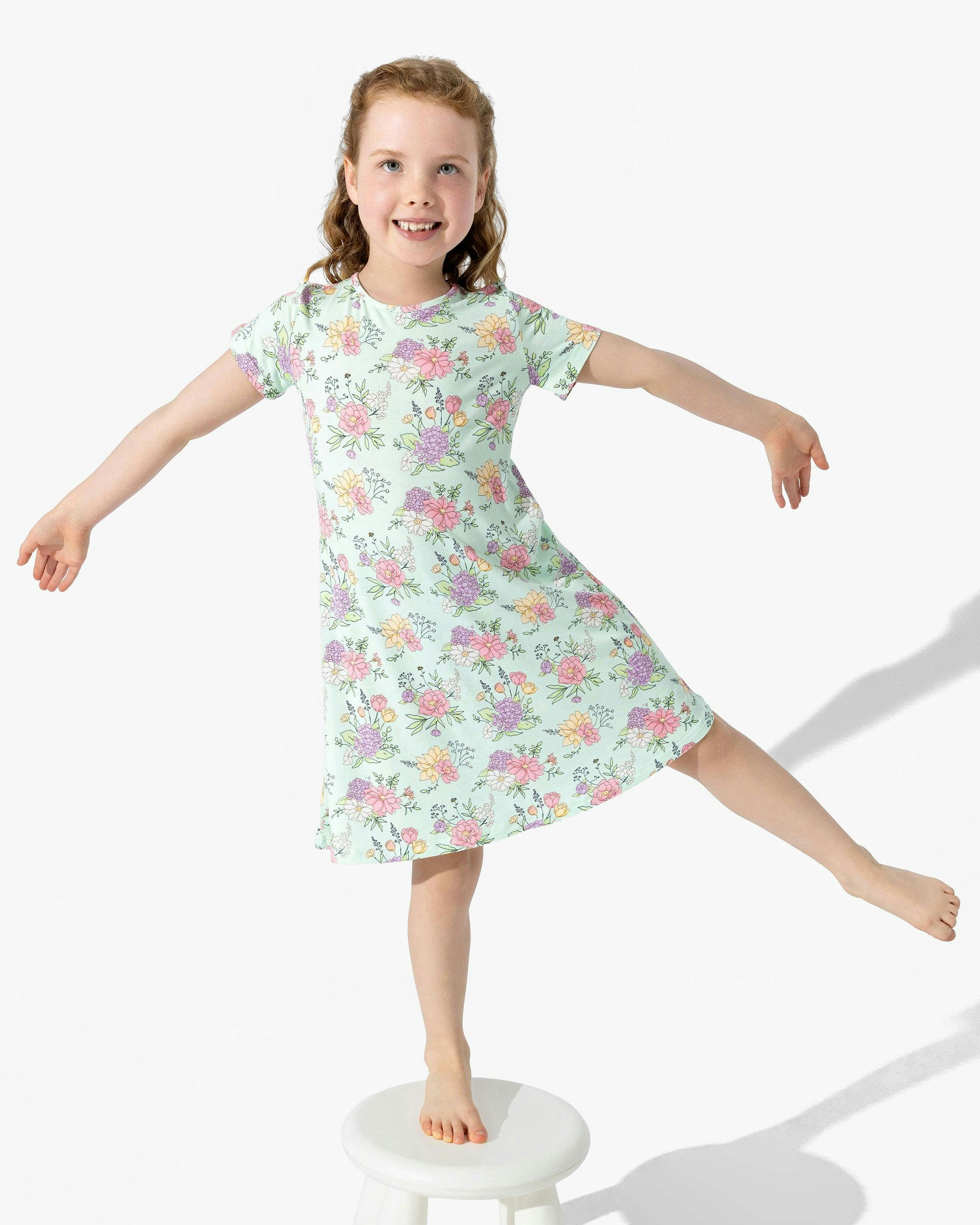 Petals & Posies Bamboo Girls' Short Sleeve Dress