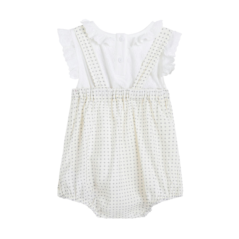 Beige Dotted Lace Romper