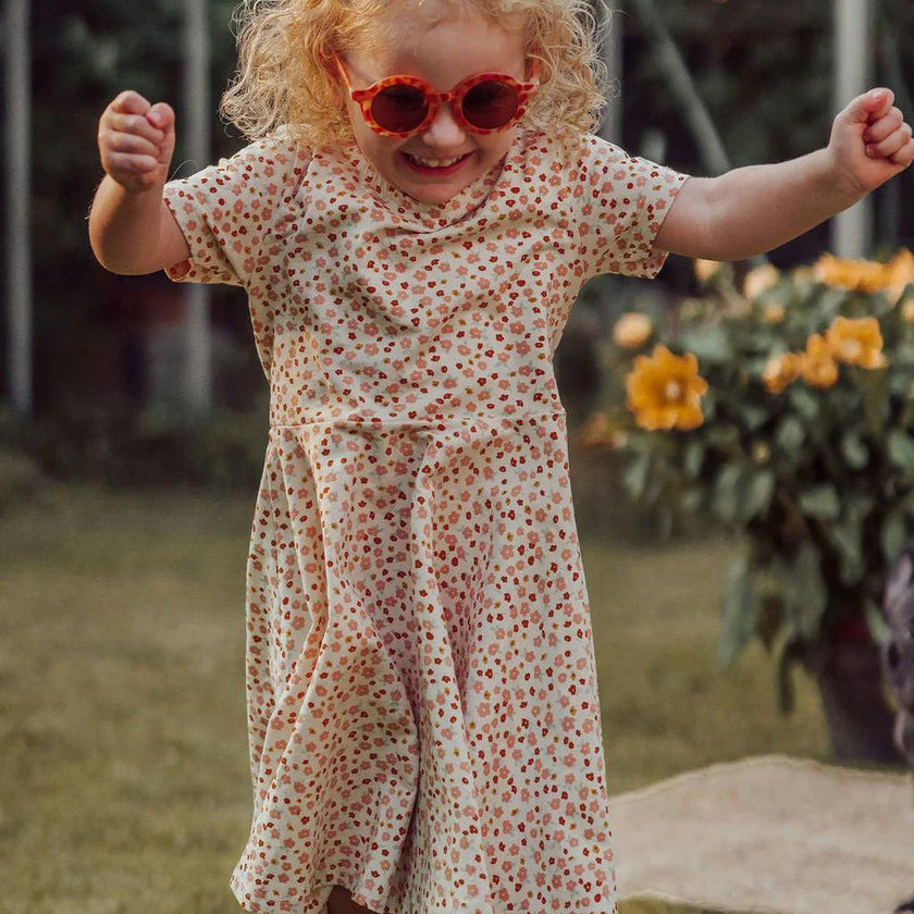 Sweetheart Twirl Dress | Organic Cotton Jersey - Sunset Meadow