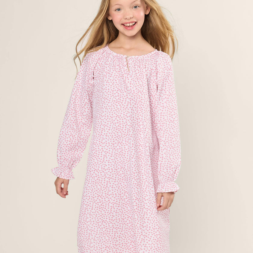Girl's Twill Delphine Nightgown in Sweethearts