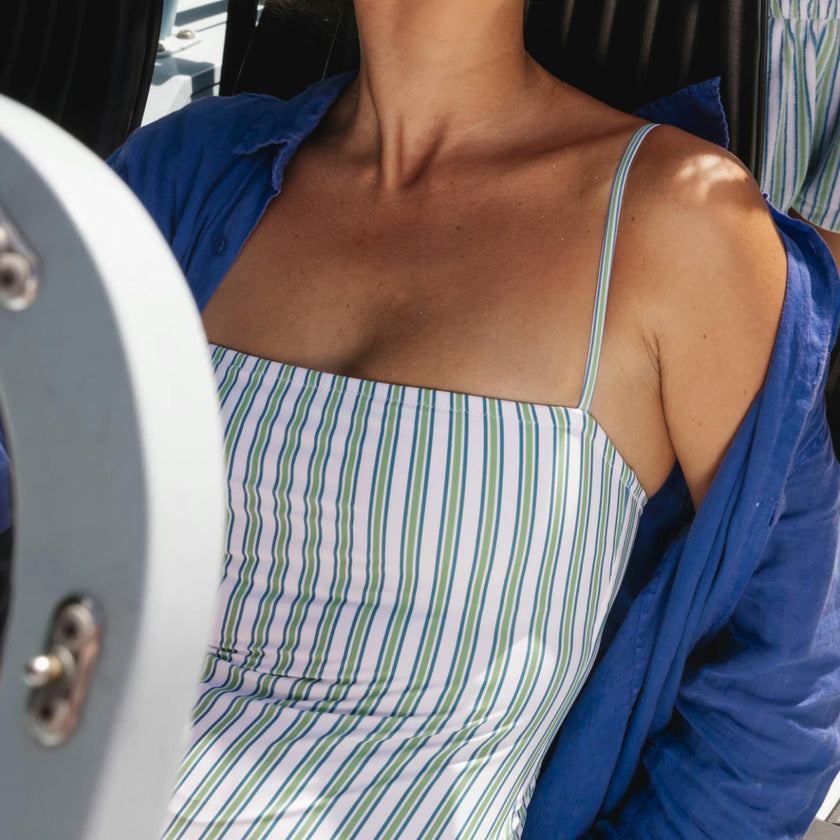 women's tamarin stripe low back one piece