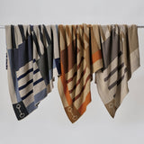 Cotton Sustainable Knit Plaid Throw Blanket - Equestrian Stable Stripe