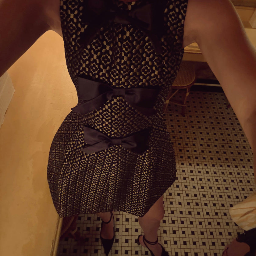 The Blythe Bow Dress - Metallic Brocade