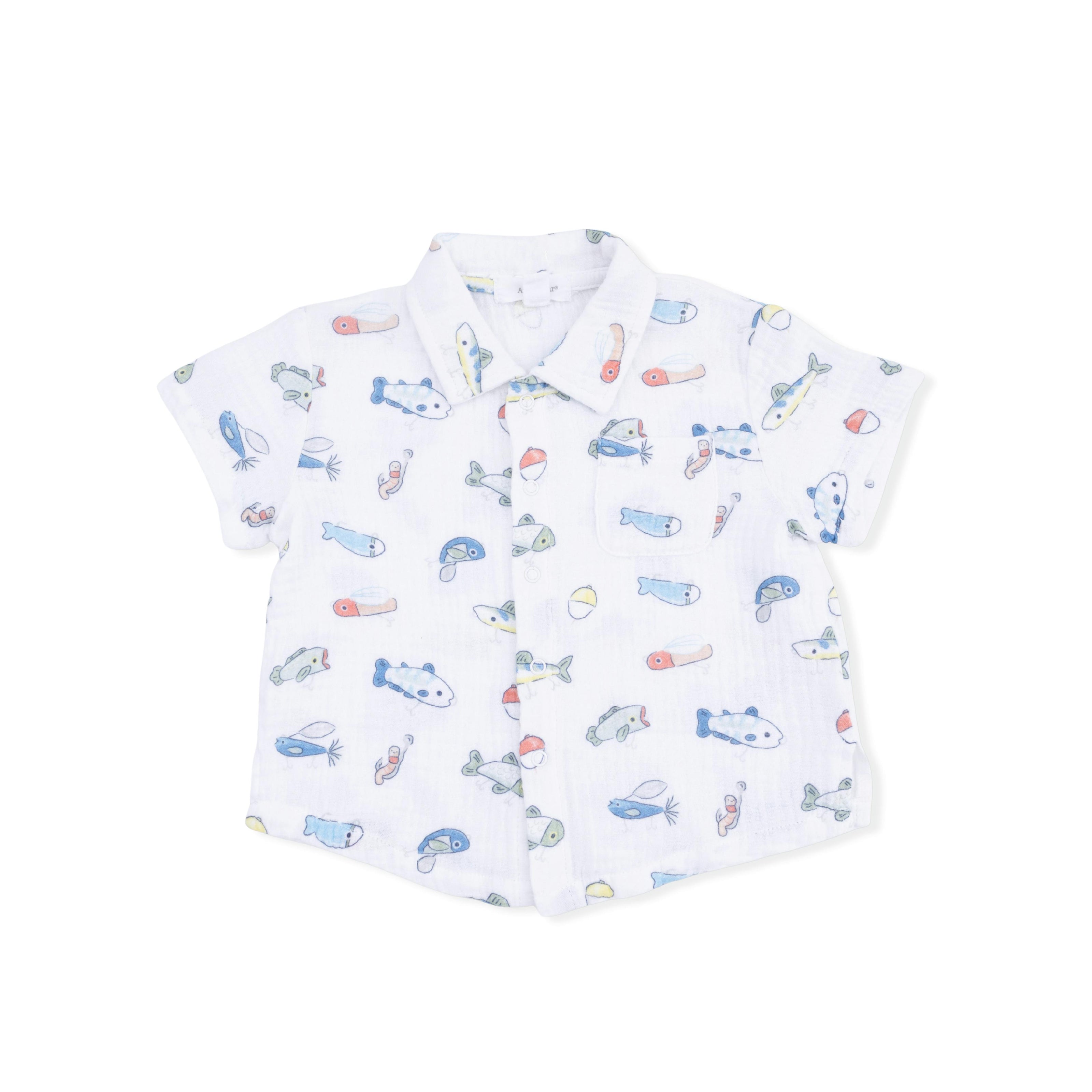 Fishing Lures - Polo Button Up with Casual Short & Bucket Hat