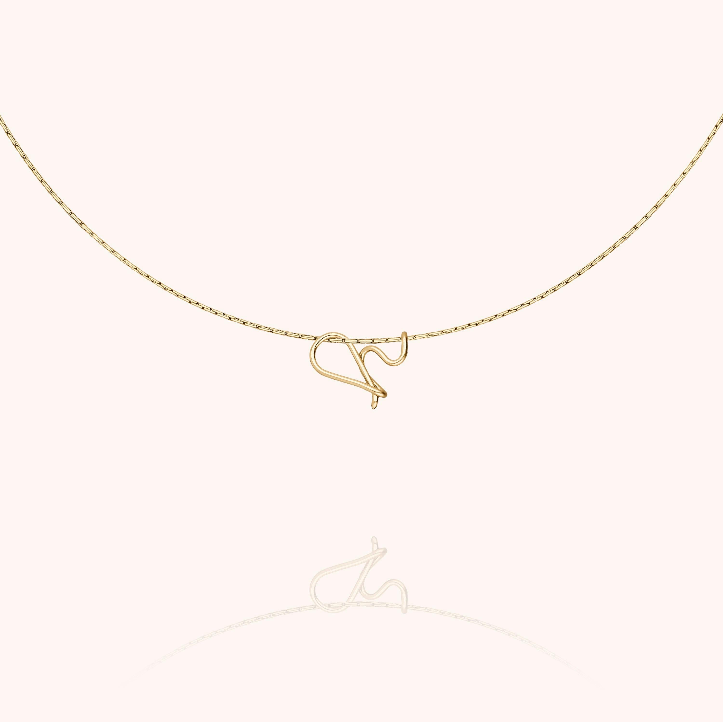 Initial Necklace, 14k Yellow Gold Filled