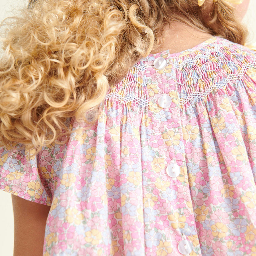 Made With Liberty Fabric Smocked Girls Blouse Isabella