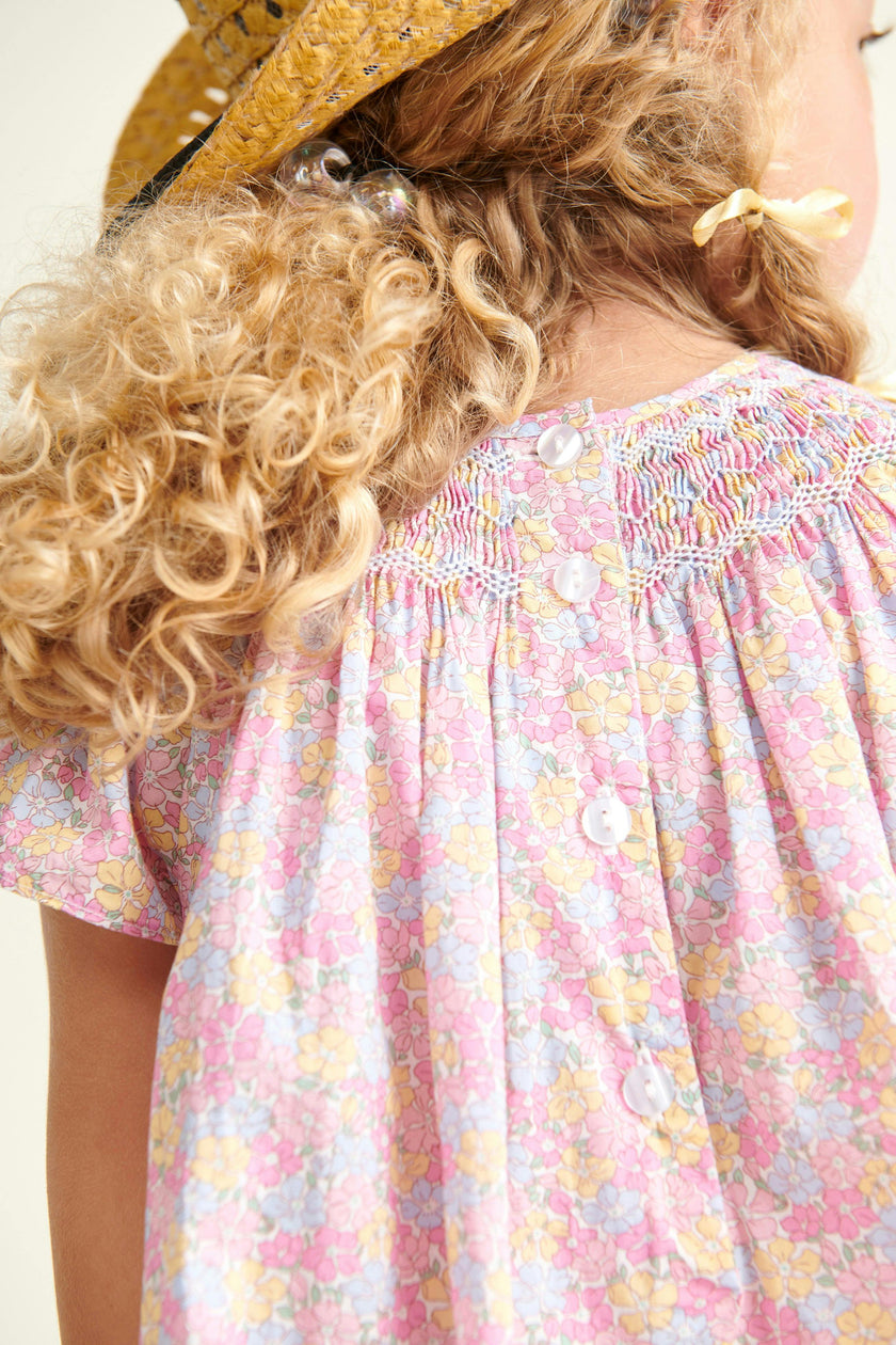 Made With Liberty Fabric Smocked Girls Blouse Isabella