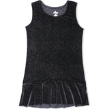 Luxe Twinkly Velvet Drop Waist Dress, Black