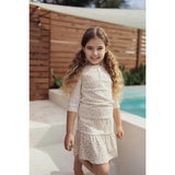 Printed Gauze Tired Ruffle Hem Short Skirt