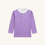 Lace Trim Long Sleeve Tee in Purple Floral Stripe