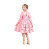 Pink Metallic Ruffle Party Dress