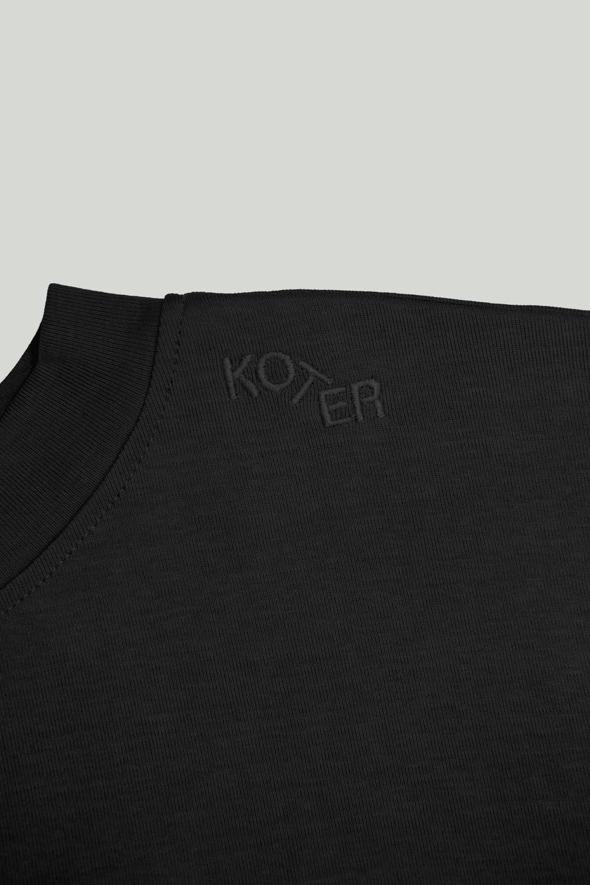 Adult Rory Long Sleeve Black Cotton Rib Tee