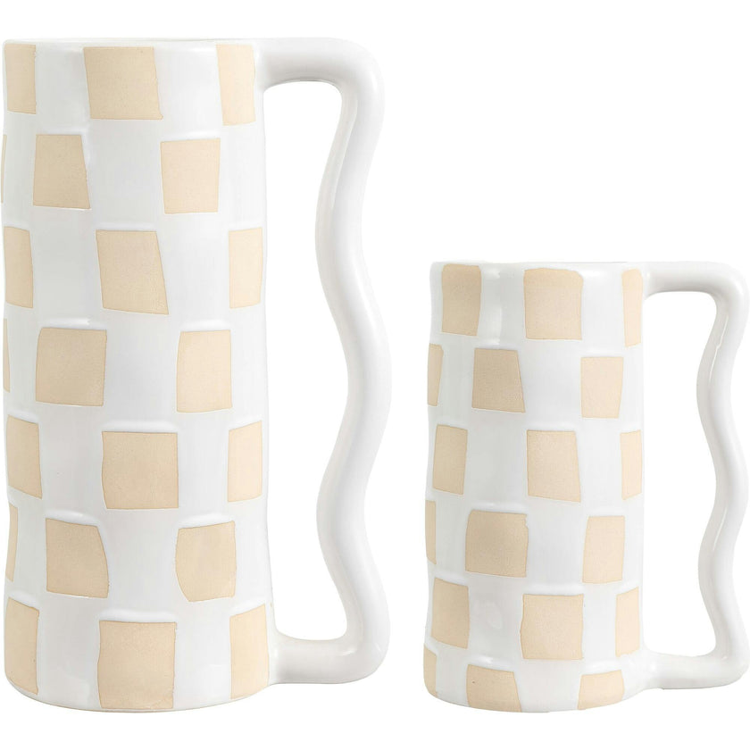 Anika Checkered Hndl Vase Set2