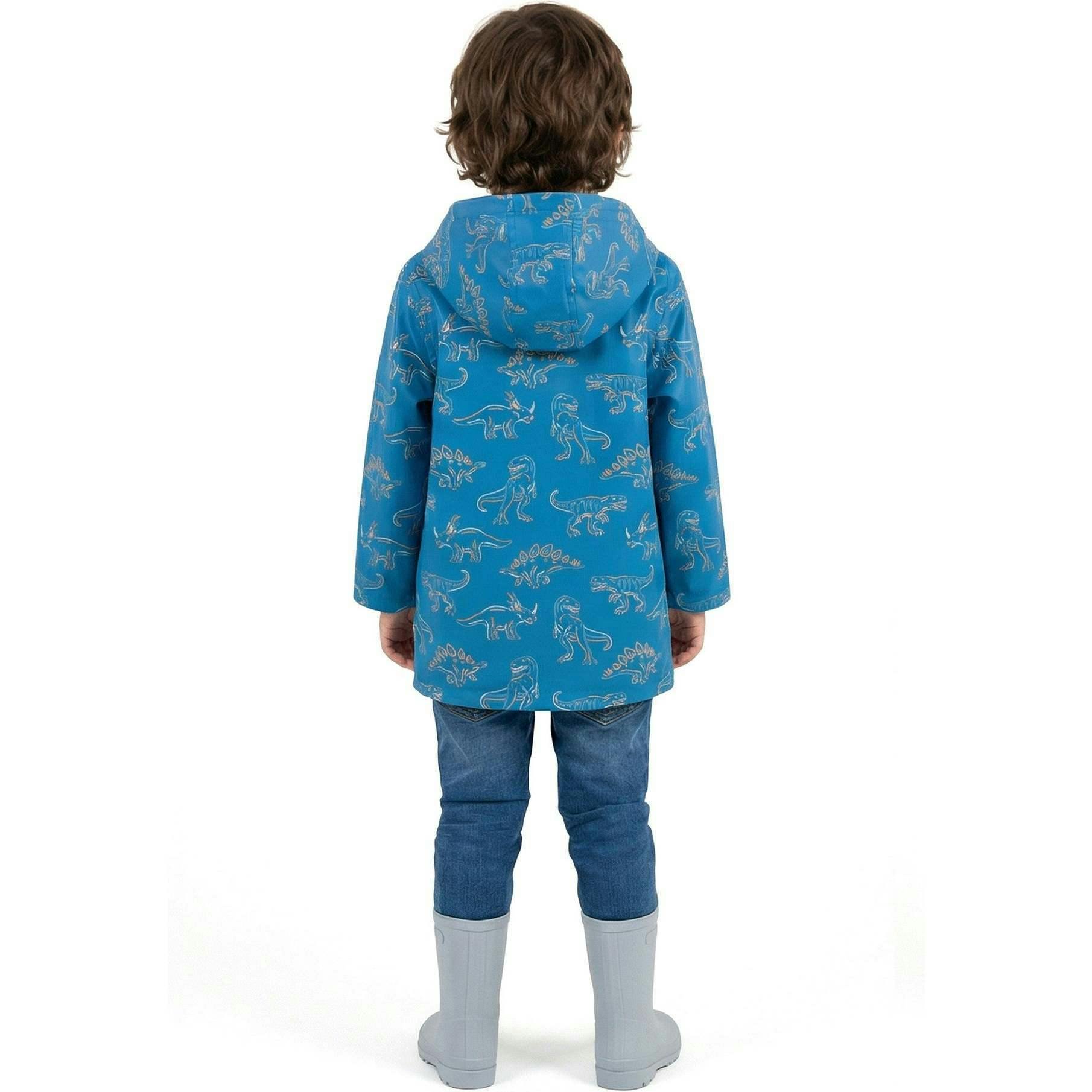 Boys Allover Print Raincoat | Blue Dino
