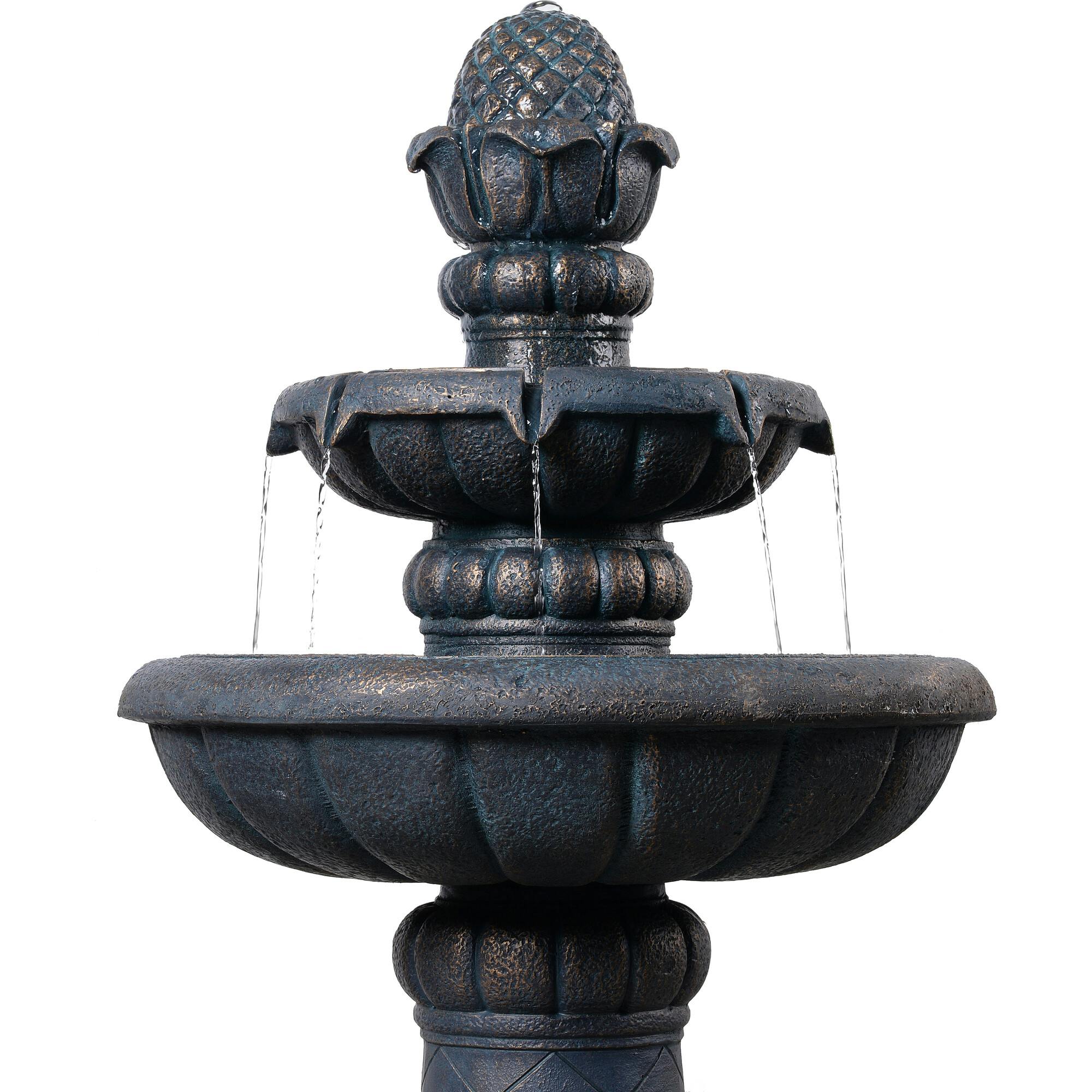 Teamson Home 2-Tier Birdbath Water Fountain Outdoor Garden with Shallow Basin