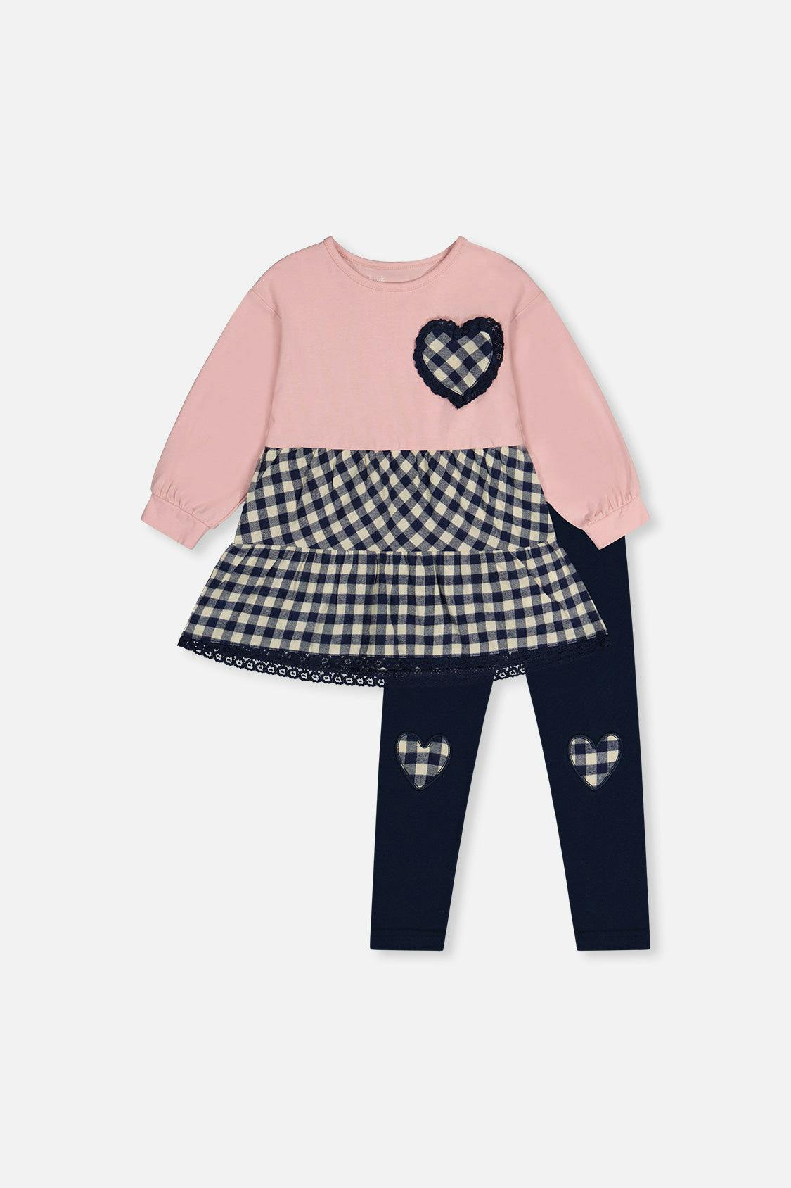 Tunic And Leggings Set Pale Dusty Pink And Navy