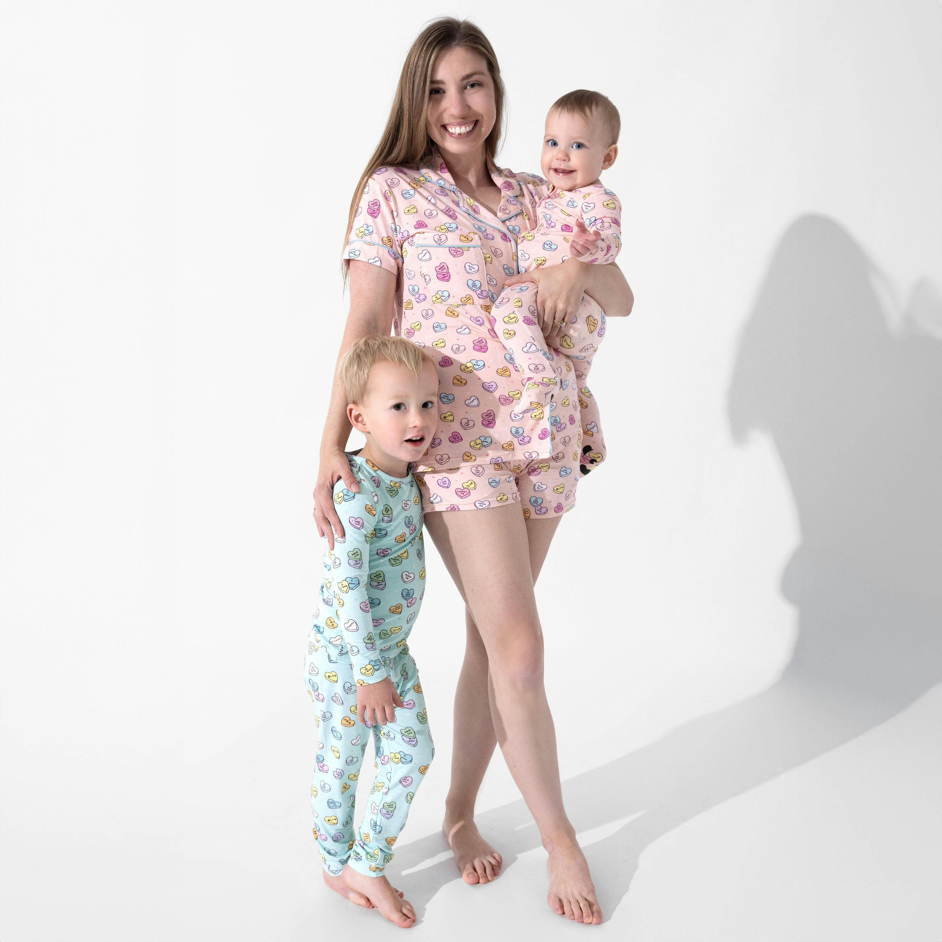 Candy Hearts Pink Bamboo Women's Pajama Short Set