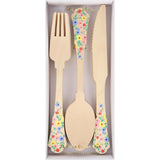 Elegant Floral Wooden Cutlery Set