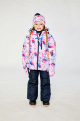 Two Piece Play Snowsuit Mauve Watercolor Floral Print With Navy Pants