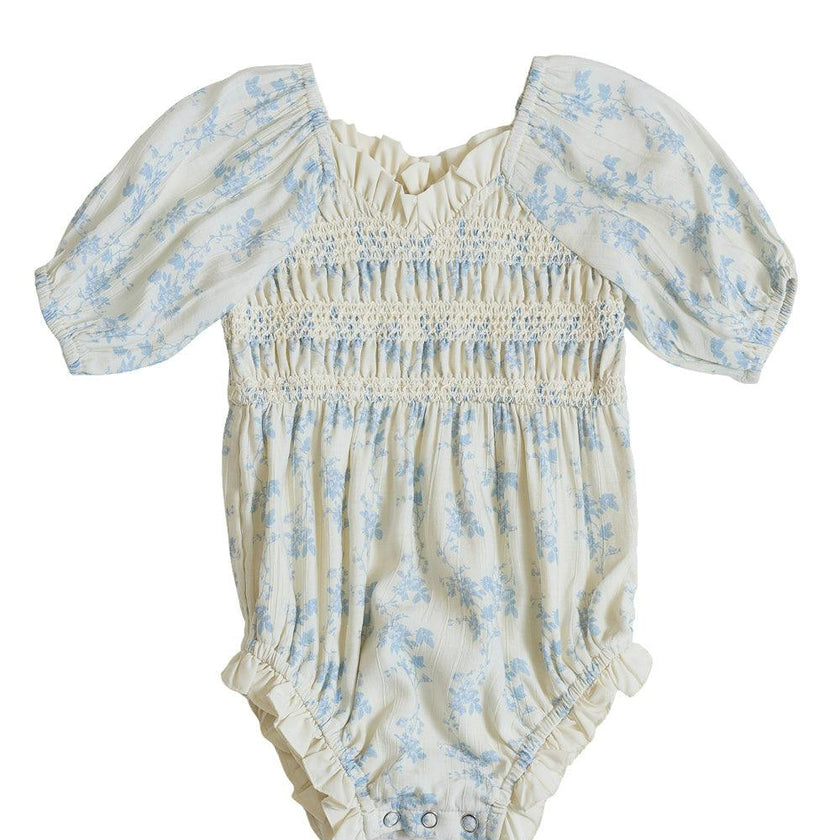 Baby Roselyn Romper in Ivory Porcelain Fleur