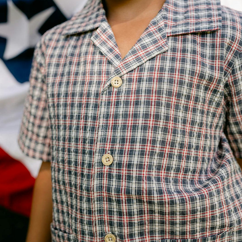Rhodes Button Down Top - Americana Plaid