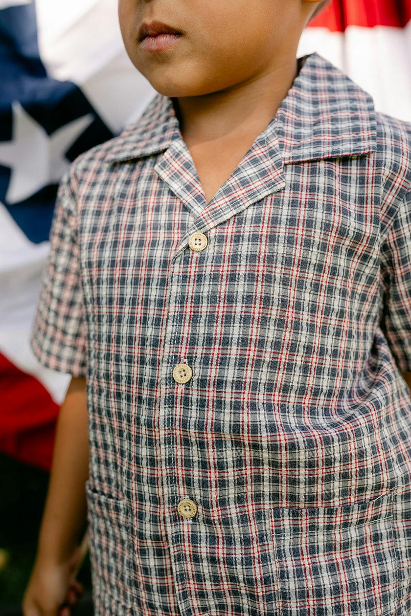 Rhodes Button Down Top - Americana Plaid