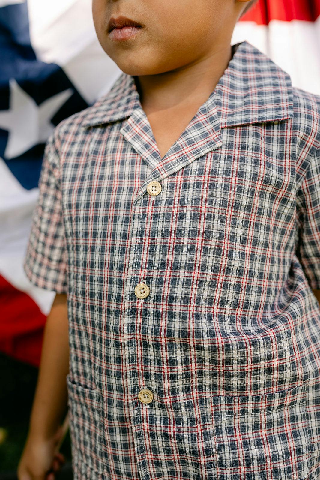 Rhodes Button Down Top - Americana Plaid