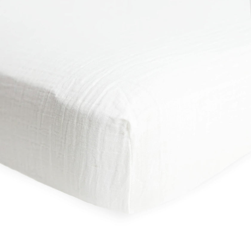 Cotton Muslin Crib Sheet - White